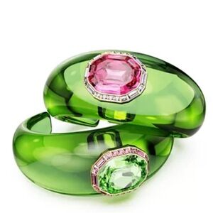 NEW! Swarovski Dulcis Wicked Vibrant Green and Pink Set of 2 Cuff Bracelets